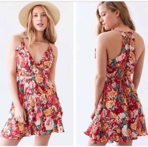 Urban Outfitters Dresses & Skirts - UO floral faux wrap flouncy sundress floral dress